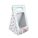 Caixa Cartão Branca Presente / Flores 20x20x28cm Riscas Azuis – Norpack - Image 4