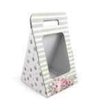 Caixa Cartão Branca Presente / Flores 20x20x28cm Riscas Verdes – Norpack