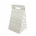 Caixa Cartão Branca Presente / Flores 20x20x28cm Riscas Verdes – Norpack - Image 2