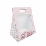 Caixa Cartão Branca Presente / Flores 30x20x28cm Riscas Rosa – Norpack