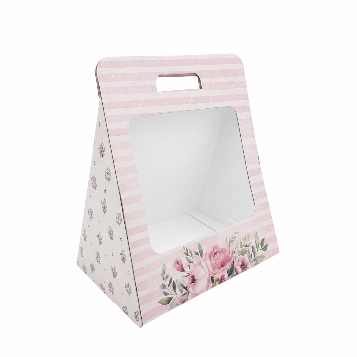 Caixa-Cartao-Branca-Presente-Flores-30x20x28cm-Riscas-Rosa.jpg Caixa Cartão Branca Presente / Flores 30x20x28cm Riscas Rosa – Norpack - Image 1