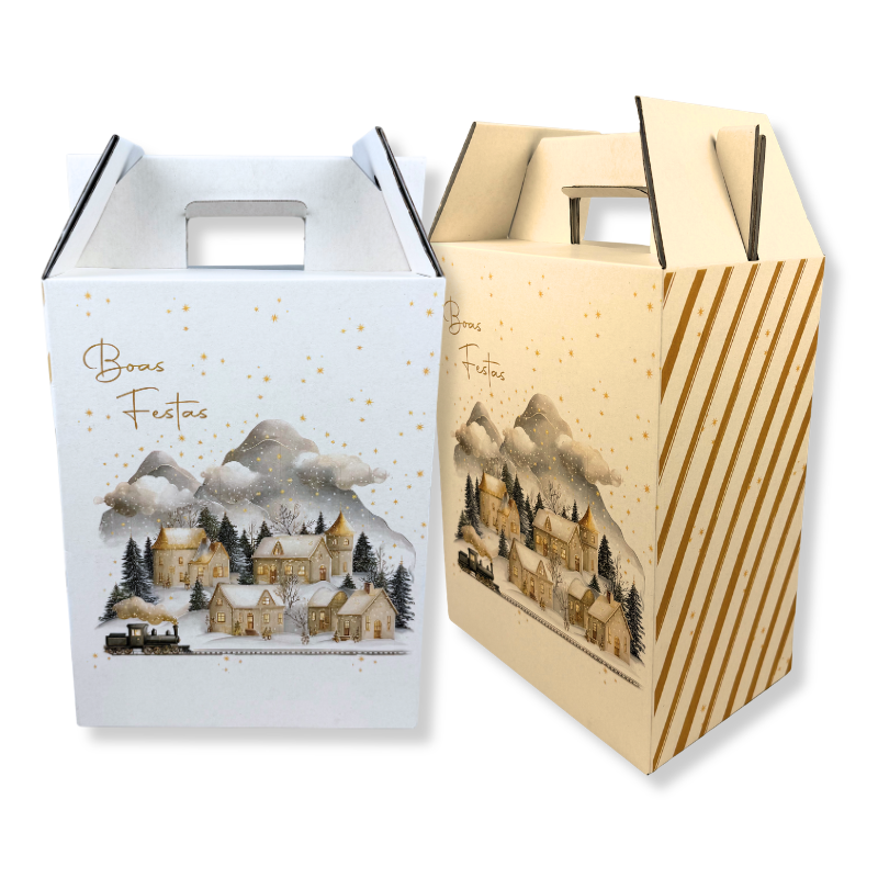 Caixa-Cartao-Cabaz-Branca-Kraft-com-Pega-26x17x34cm-Natal-Vila-Natal.png Caixa Cartão Cabaz Branca / Kraft com Pega 26x17x34cm Natal "Vila Natal" – Norpack - Image 1