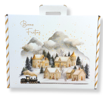 Caixa Cartão Cabaz Branca / Kraft com Pega 38,4x32,5x11,5cm Natal "Vila Natal" – Norpack - Image 2