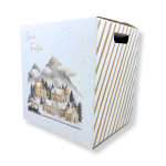 Caixa Cartão Cabaz Branca/Kraft com Pegas 34x27x36cm Natal "Vila Natal" – Norpack - Image 2