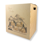 Caixa Cartão Cabaz Branca/Kraft com Pegas 34x27x36cm Natal "Vila Natal" – Norpack - Image 3