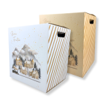 Caixa Cartão Cabaz Branca/Kraft com Pegas 34x27x36cm Natal "Vila Natal" – Norpack