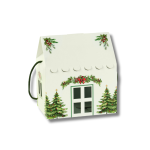Caixa Cartão Casinha Branca / Verde c/ cordão 200x140x140mm – Norpack