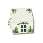 Caixa Cartão Casinha Branca / Verde c/ cordão 245x245x150mm – Norpack