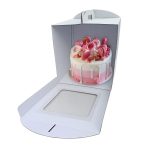 Caixa Cartão Micro Pastelaria Branca ou Kraft c/Pega e Janela Quadrada - Para Bolos Altos – Norpack - Image 4