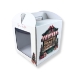 Caixa Cartão Pastelaria Branca c/ pega c/ janela quadrada 20x20x20cm "Doçura de Natal" – Norpack - Image 4