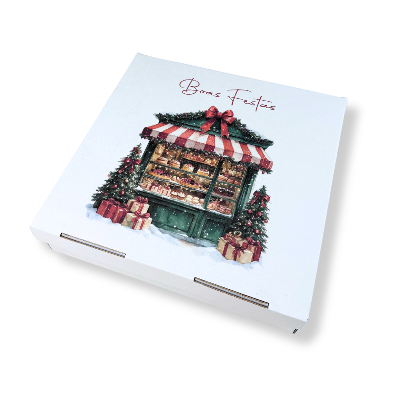 Caixas-Docura-de-Natal_Embalsantos-3.png Caixa Cartão Branca Tartes / Bolos 30x30x7cm "Doçura de Natal" – Norpack - Image 1