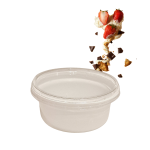 Taça Plástica Branca Reutilizável Sobremesa c/ Tampa Transparente 200ml para Take Away – Norpack