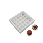 Caixa Cartolina Branca c/ Tampa PVC p/ 20 Brigadeiros – Norpack