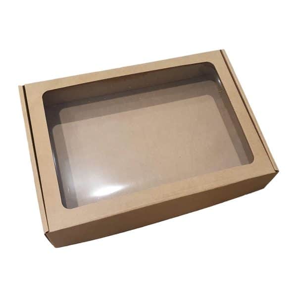 Embalsantos-3001003736.1-600x600-1-1.jpg Caixa Cartão Kraft Presente / Pastelaria c/Janela 40x30x7,5cm - Grande Formato – Norpack - Image 1