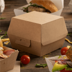 Caixa Cartão Hambúrguer Kraft Cor Natural 14,4x13,6x9,2cm Pack 50 - Take Away – Norpack - Image 4