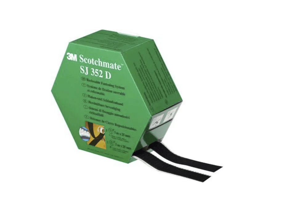 Embalsantos_Dual-Lock_SJ352D.png Dual Lock - Sistema de União Reposicionável Preto SJ352 (SJ3526 + SJ3527) c/ Adesivo - Cx de 2 Rolos 25mmx5mts – Norpack - Image 1