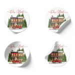 Etiquetas Adesivas Brancas NATAL Redondas 4,5cm "Clássico de Natal"– Pack 52 uni. – Norpack
