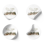 Etiquetas Adesivas Brancas NATAL Redondas 4,5cm "Inverno Encantado"– Pack 52 uni. – Norpack