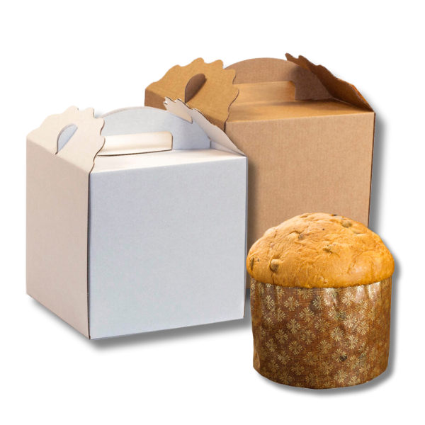 FOTOS-CAIXAS-BOLOS-10.png Caixa Cartão Micro Bolos/Pastelaria Branca ou kraft 18x18x18cm - Bolos Altos e Panetone – c/Pega s/ Janela – Norpack - Image 1