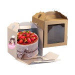 Caixa Cartão Micro Bolos/Pastelaria Branca ou kraft 18x18x18cm - Bolos Altos e Panetone - c/Pega c/Janela Quadrada c/Impressão 2 faces – Norpack