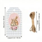 Etiquetas de Presente Páscoa com Moldura com Coelhos e Ramos- Pack 48unid – Norpack - Image 7