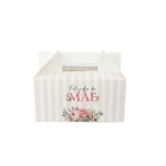 Caixa Cartão Lunch Box Branca 18x12x9cm Dia da Mãe Riscas Rosa – Norpack - Image 4