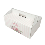 Caixa Cartão Lunch Box Branca 32x21,5x12,5cm Dia da Mãe Riscas Rosa – Norpack