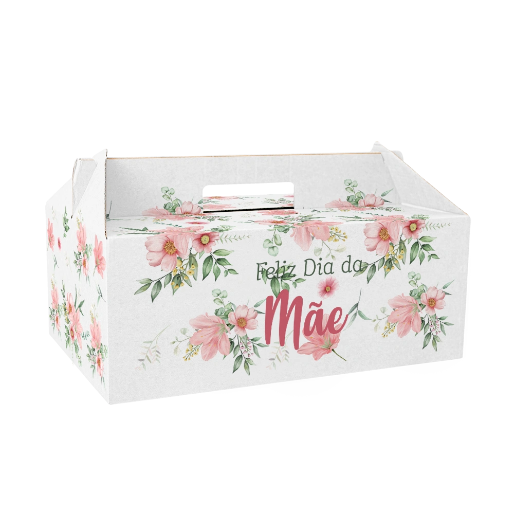 Lunch_Box_Dia_da_mae_lateral.webp Caixa Cartão Lunch Box Branca 32x21,5x12,5cm Dia da Mãe - Flores – Norpack - Image 1