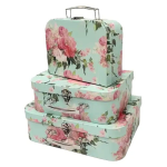 Caixa Cartão Maleta Verde Água c/ Flores G 29,5x21x9cm – Norpack