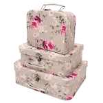 Caixa Cartão Maleta Cinza c/ Flores G 29,5x21x9cm – Norpack