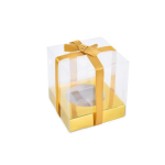 Caixa PVC C/ Base Dourada 1 Cupcake 9x9x9cm Pack 12 unidades – Norpack