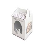 Caixa Cartão Branca Ovo c/ janela 12x12x15,5cm 250grs. Páscoa Família Coelhos – Norpack