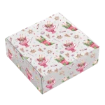 Caixa Presente/Cabaz Branca 20x20x7cm NATAL "Padrão Coelhos e Meias" – Norpack