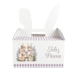 Caixa Cartão Lunch Box Branca c/ Orelhas 28x20x15cm Páscoa Família Coelhos – Norpack - Image 2