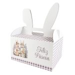 Caixa Cartão Lunch Box Branca c/ Orelhas 28x20x15cm Páscoa Família Coelhos – Norpack