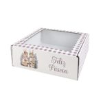 Caixa Cartão Branca 20x20x7cm c/ janela Páscoa Família Coelhos – Norpack - Image 5