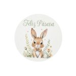 Etiquetas Adesivas Brancas Páscoa Coelho c/ Laço Redondas 4,5cm - Pack 24unid – Norpack