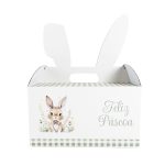 Caixa Cartão Lunch Box Branca c/ Orelhas 28x20x15cm Páscoa Coelho c/ Laço – Norpack - Image 2