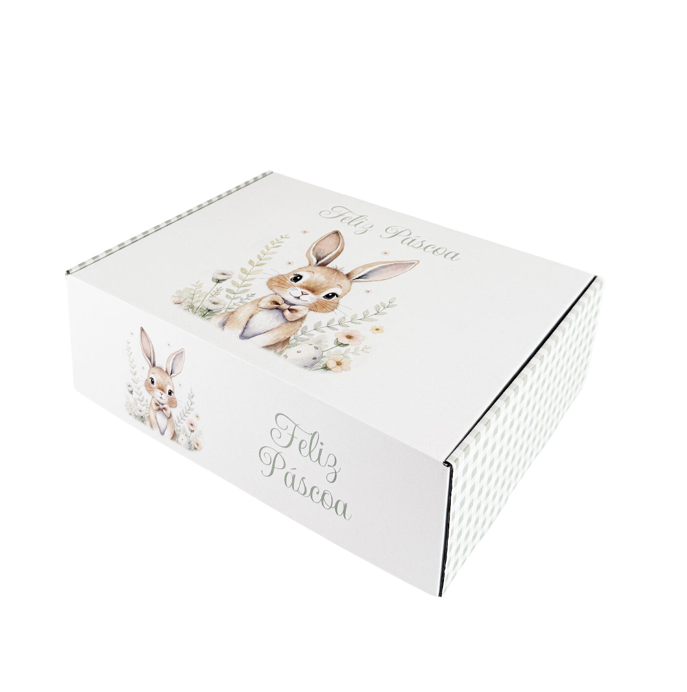 Produssto_1-e1771436911500.jpg Caixa Cartão Branca 37x27x12cm Páscoa Coelho c/ Laço – Norpack - Image 1