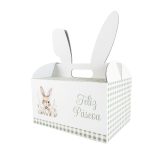 Caixa Cartão Lunch Box Branca c/ Orelhas 28x20x15cm Páscoa Coelho c/ Laço – Norpack