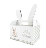 Caixa Cartão Lunch Box Branca c/ Orelhas 28x20x15cm Páscoa Coelho c/ Laço – Norpack