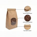 Saco Doypack Papel Kraft c/ Clip e Janela Transparente: Ideal para Especiarias, Café e Pastelaria (Pack 200 un.) – Norpack - Image 2
