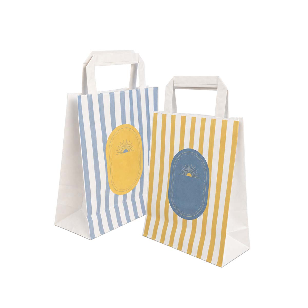 Saco-asa-plana-18x8x24-branca-380600000001-5.jpg Saco Papel Branco Asa Plana 18x8x24cm Coleção Verão Riscas Azuis e Amarelas – Norpack - Image 1