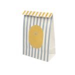 Saco Papel Branco Fundo Quadrado 14x8x24cm Coleção Verão Riscas Azuis e Amarelas – Norpack - Image 2