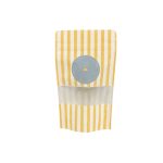 Saco Stand Up Fecho Zip Branco c/ janela 130x190mm Coleção Verão Riscas Azuis e Amarelas – Norpack - Image 2