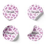 Etiquetas Adesivas Brancas Redondas 4,5cm Padrão Manchas Vaca Roxo Pack 24 unidades – Norpack