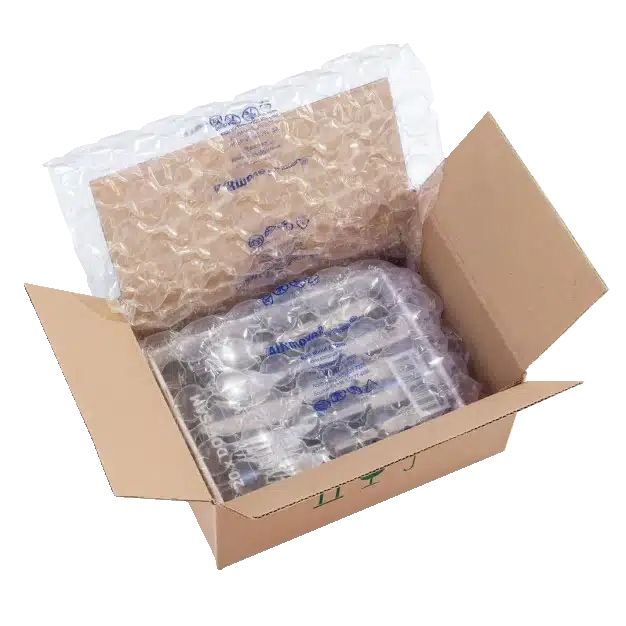 airmove2_bubble_embalsantos.webp Bobine de Plástico Almofada/Bolsa de ar BUBBLE 25my 400mmx160mmx350mtrs para Máquina AIRmove®2 - O sistema de almofada de ar certo para pequenas e médias necessidades de embalagem! Ideal para Embrulhar Objetos Frágeis! – Norpack - Image 1