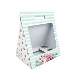 Caixa Cartão Branca Pastelaria p/ 4 Cupcakes + Bento Cake 30x20x28cm Riscas Azuis – Norpack