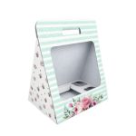 Caixa Cartão Branca Pastelaria p/ 4 Cupcakes + Bento Cake 30x20x28cm Riscas Azuis – Norpack - Image 4