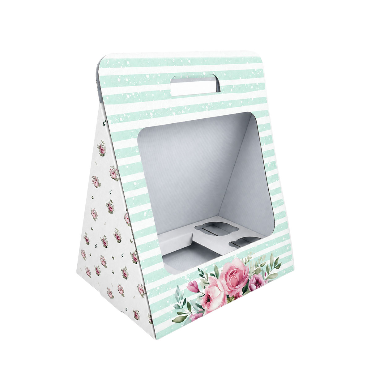 aixa-Cartao-Branca-Pastelaria-p-4-Cupcakes-Bento-Cake-30x20x28c.jpg Caixa Cartão Branca Pastelaria p/ 4 Cupcakes + Bento Cake 30x20x28cm Riscas Azuis – Norpack - Image 1